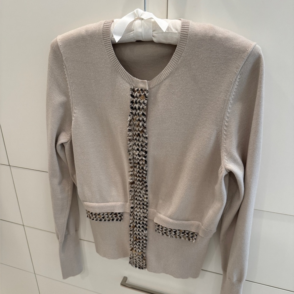 Carlisle Beige & Black Knit Cardigan - Size M